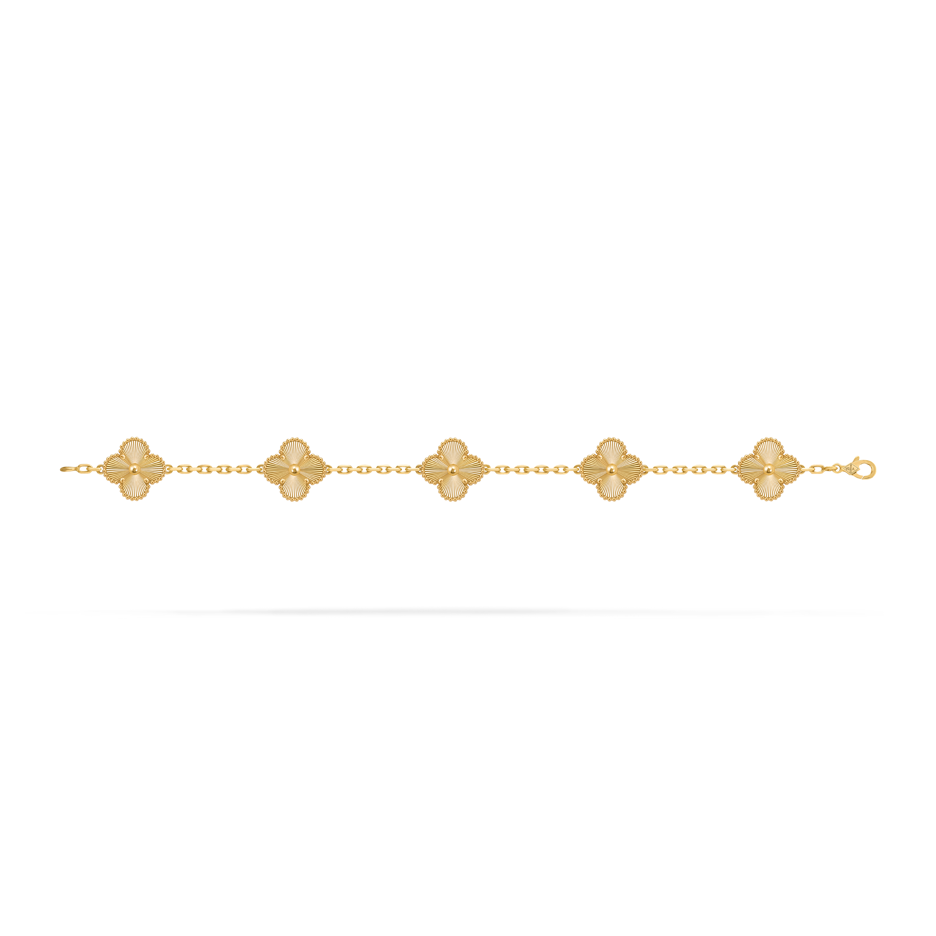 Vintage Alhambra bracelet, 5 motifs, 18K yellow gold, Open, Jewelry Bracelet - Van Cleef & Arpels