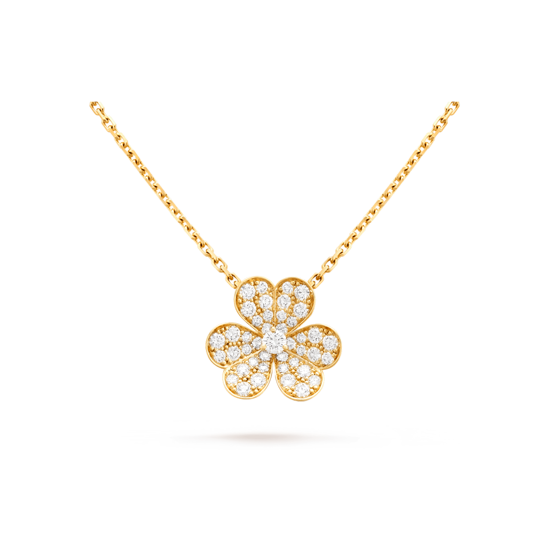 Frivole pendant, small model, 18K yellow gold, diamonds. Frivole collection, Van Cleef & Arpels.