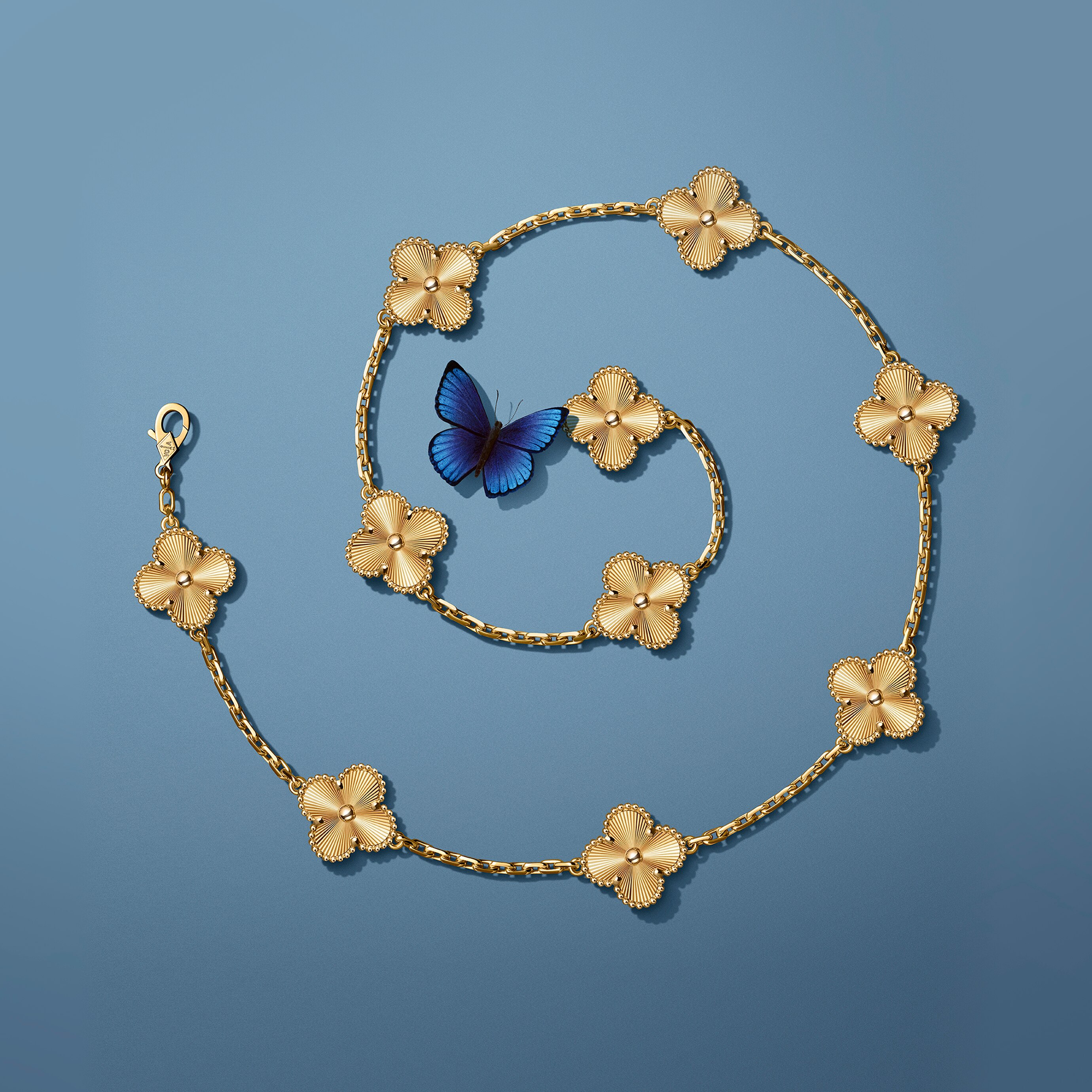 Vintage Alhambra® necklace, 10 motifs, guilloché 18K yellow gold. Alhambra® collection, Van Cleef & Arpels.